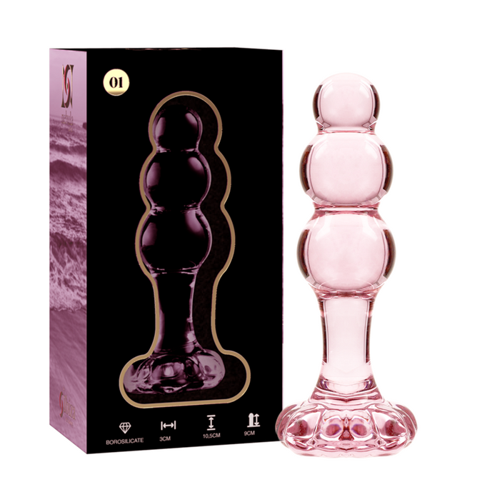NEBULA SERIES BY IBIZA - MODEL 1 ANAALPLUG BOROSILICAATGLAS ROZE 10,5 CM -Ø- 3 CM