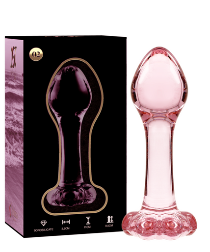 NEBULA SERIES BY IBIZA - MODEL 2 ANAL PLUG BOROSILICATE GLASS PINK 11 CM -O- 3.5 CM