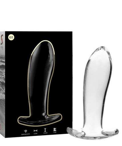 NEBULA SERIES BY IBIZA - MODEL 5 ANAL PLUG BOROSILICATE GLASS CLEAR 12.5 CM -O- 3.5 CM