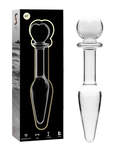 NEBULA SERIES BY IBIZA - MODEL 7 ANAL PLUG BOROSILICATE GLASS CLEAR 13.5 CM -O- 3 CM