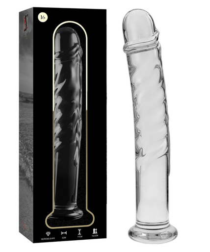 NEBULA SERIES BY IBIZA - MODEL 16 DILDO BOROSILICATE GLASS CLEAR 18.5 CM -O- 3 CM
