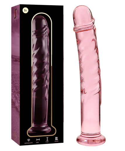 NEBULA SERIES BY IBIZA - MODEL 16 DILDO BOROSILICATE GLASS PINK 18.5 CM -O- 3 CM