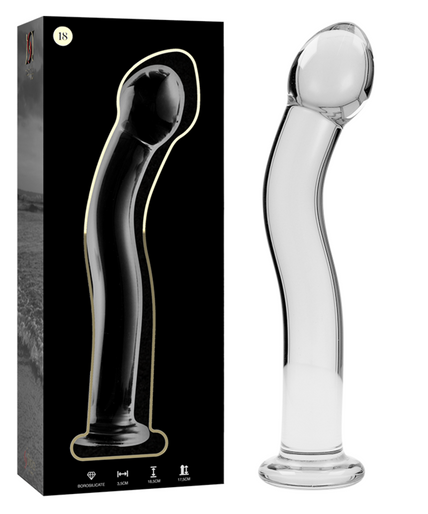 NEBULA SERIES BY IBIZA - MODEL 18 DILDO BOROSILICATE GLASS CLEAR 18.5 CM -O- 3.5 CM