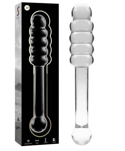NEBULA SERIES BY IBIZA - MODEL 20 DILDO BOROSILICATE GLASS CLEAR 20.5 CM -O- 3 CM