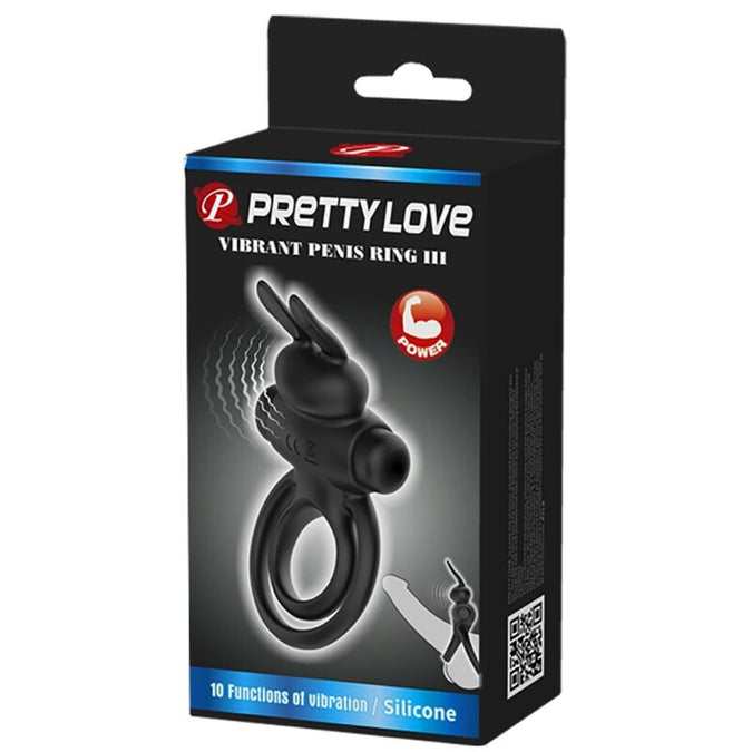 PRETTY LOVE - VIBRATOR III RABBITRING VOOR ZWARTE PENIS