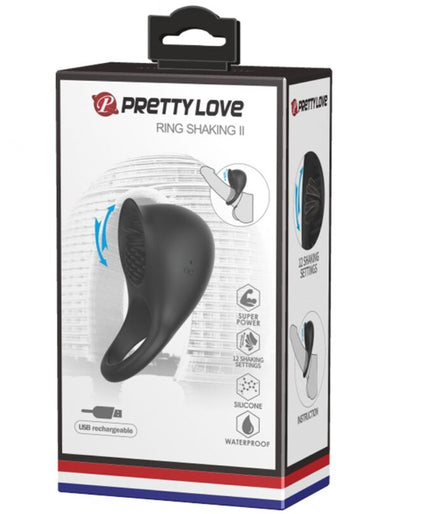 PRETTY LOVE - VIBRATING PENIS RING WITH BLACK TONGUE