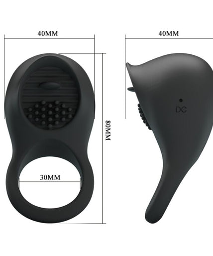 PRETTY LOVE - VIBRATING PENIS RING WITH BLACK TONGUE