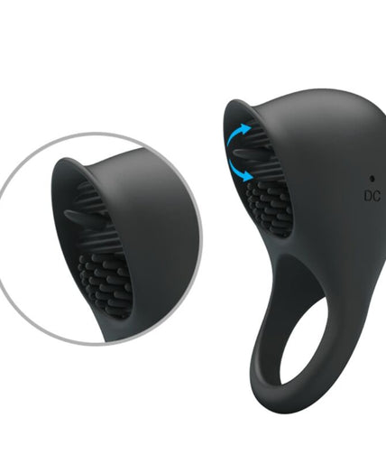 PRETTY LOVE - VIBRATING PENIS RING WITH BLACK TONGUE