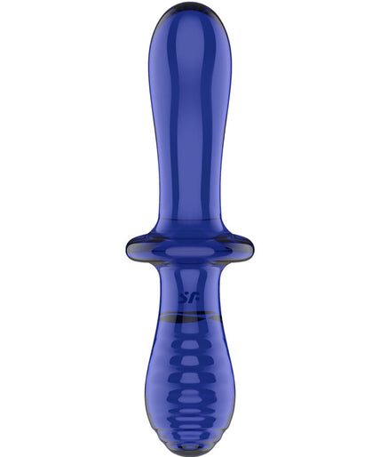 SATISFYER - DOUBLE CRYSTAL DILDO BLUE