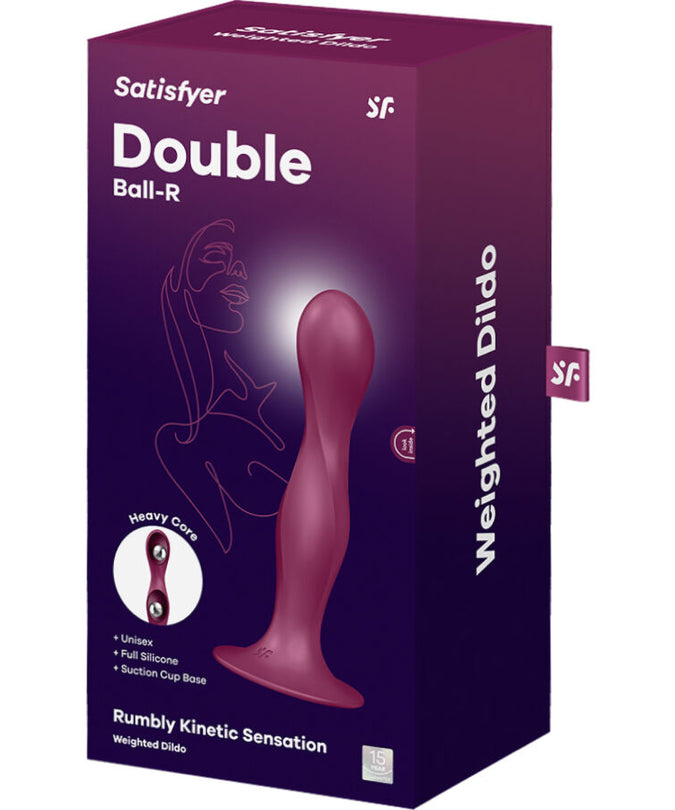 Satisfyer – Doppelkugel-R Silikon Dildo Granat