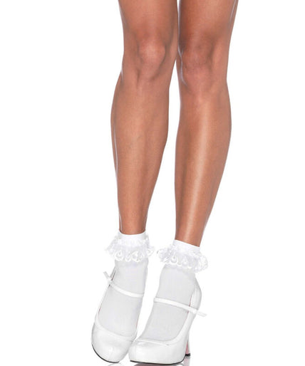 LEG AVENUE - WITTE KANTEN RUFFLE SOKKEN