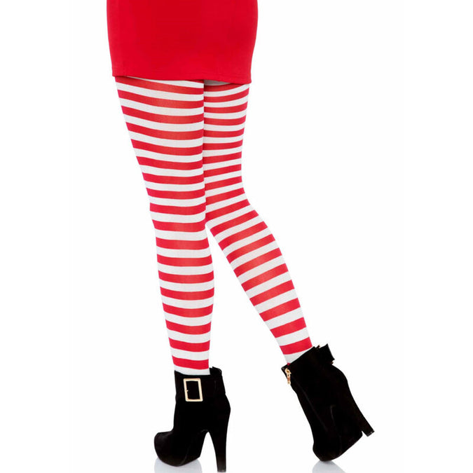 LEG AVENUE - WIT/ROOD GESTREEPTE PANTY