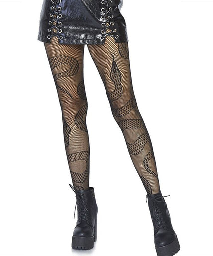 LEG AVENUE - STOCKINGS NET SNAKES BLACK