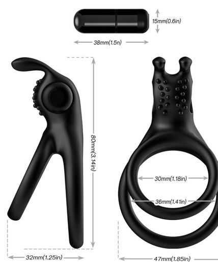 Armony – Traveler Double Vibrator Ring For Couples Rabbit Black