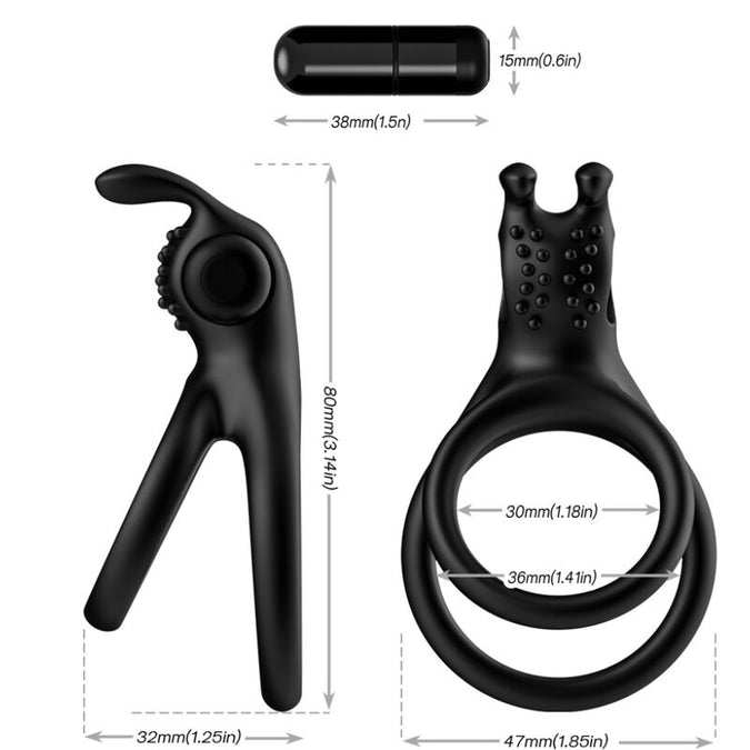 Armony – Traveler Double Vibrator Ring For Couples Rabbit Black