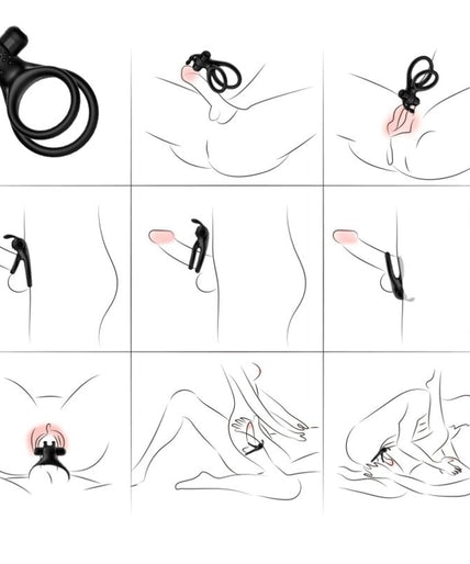 Armony – Traveler Double Vibrator Ring For Couples Rabbit Black