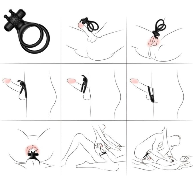 Armony – Traveler Double Vibrator Ring For Couples Rabbit Black