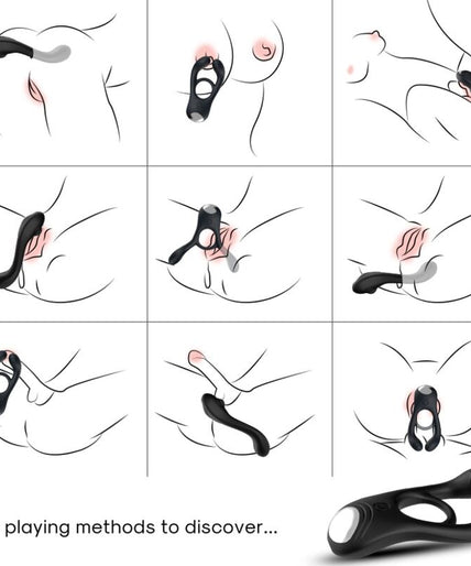 ARMONY - VEYRON DOUBLE VIBRATOR RING TOY FOR COUPLES REMOTE CONTROL BLACK
