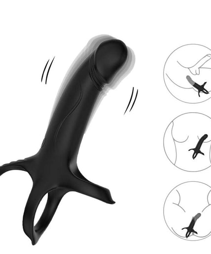 ARMONY - DILDO WITH RING & VIBRATOR REMOTE CONTROL BLACK