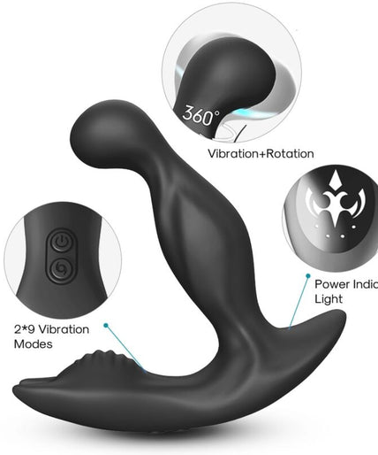 Pleasurements – Armony – Bat King Rotating & Vibrating Prostate Massager With Remote Control – Black