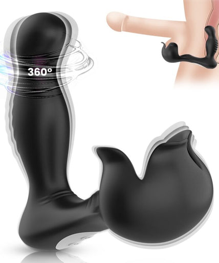 Pleasurements – Armony – Surround Prostate Vibrator With Testicle Stimulator & Remote Control – Black