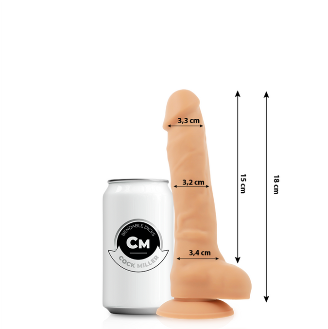 Pleasurements – Cock Miller – Realistische dubbelzijdige, beweegbare dildo van huidkleurig materiaal, 18 cm