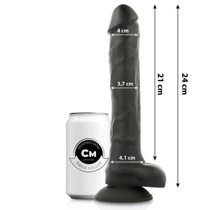 Pleasurements – Cock Miller – Dual Density Articulable Dildo Black 24 Cm
