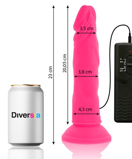 DIVERSIA - FLEXIBLE VIBRATING DILDO PINK 23 CM -O- 4.3 CM