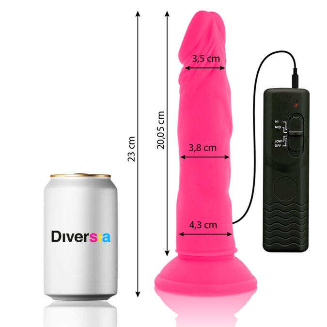 Diversia – Flexible Vibrating Dildo Pink 23 Cm – O – 4.3 Cm