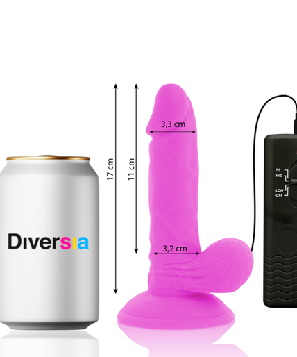 DIVERSIA - FLEXIBLE VIBRATING DILDO PURPLE 17 CM -O- 3.3 CM