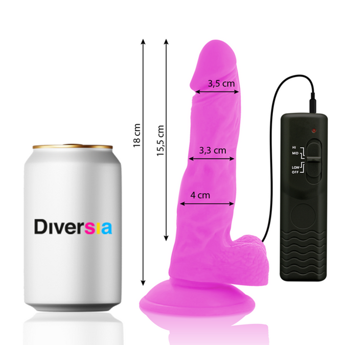 Diversia – Flexible Vibrating Dildo Purple 18 Cm – O – 4 Cm