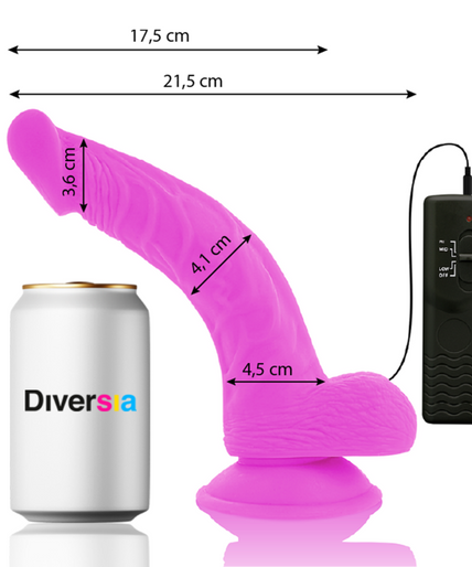 DIVERSIA - FLEXIBLE VIBRATING DILDO PURPLE 21.5 CM -O- 4.5 CM
