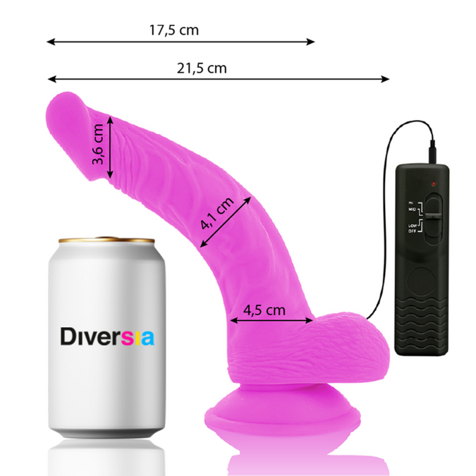 Diversia – Flexibele Vibrerende Dildo Paars 21,5 Cm – O – 4,5 Cm