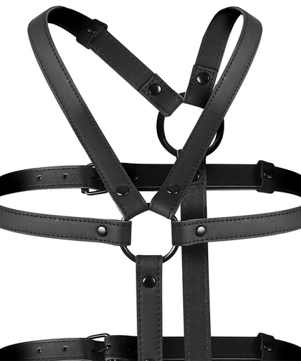 FETISH SUBMISSIVE BONDAGE - ADJUSTABLE HARNESS TORSO AND ARMS