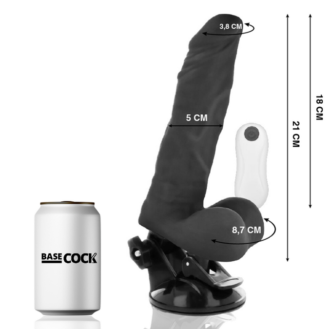 Basecock – Zwarte verstelbare vibrator met afstandsbediening 21 cm -O- 5 cm