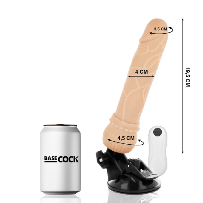 BASECOCK - REALISTISCHE VIBRATOR AFSTANDSBEDIENING FLESH 19,5 CM -O- 4 CM