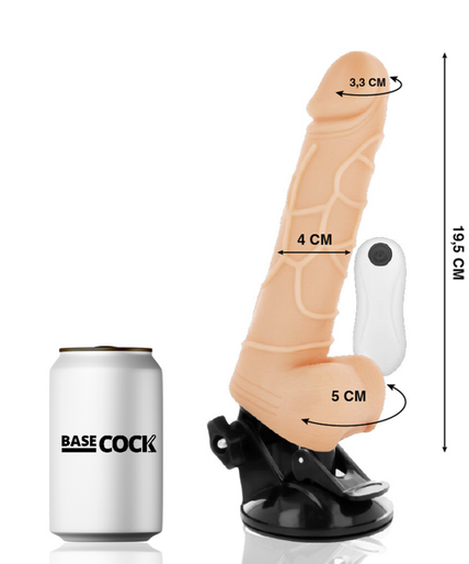BASECOCK - REALISTIC VIBRATOR REMOTE CONTROL NATURAL WITH TESTICLES 19.5 CM -O- 4 CM