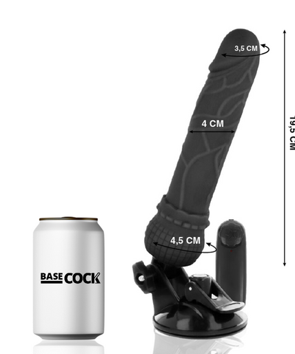 BASECOCK - REALISTIC VIBRATOR REMOTE CONTROL BLACK 19.5 CM -O- 4 CM