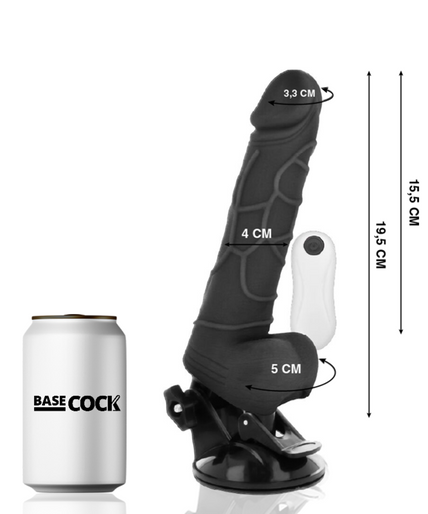 BASECOCK - REALISTIC VIBRATOR REMOTE CONTROL BLACK WITH TESTICLES 19.5 CM -O- 4 CM