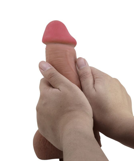 PRETTY LOVE - SLIDING SKIN SERIES REALISTIC DILDO WITH SLIDING SKIN SUCTION CUP BROWN 23.4 CM