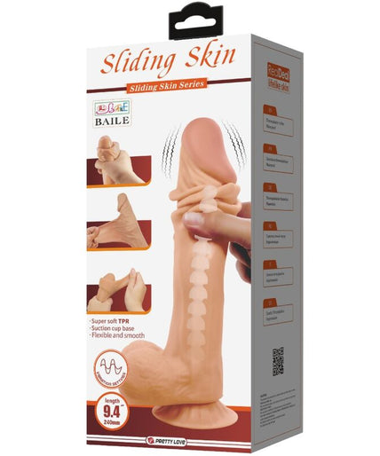 PRETTY LOVE - SLIDING SKIN SERIES REALISTIC DILDO WITH SLIDING SKIN SUCTION CUP REMOTE CONTROL FLESH 24 CM