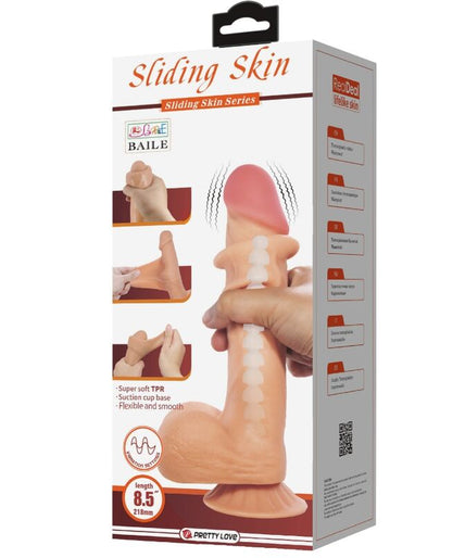PRETTY LOVE - SLIDING SKIN SERIES REALISTIC DILDO WITH SLIDING SKIN SUCTION CUP REMOTE CONTROL FLESH 21.8 CM