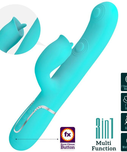 PRETTY LOVE - RABBIT VIBRATOR WITH LICKING AQUA GREEN