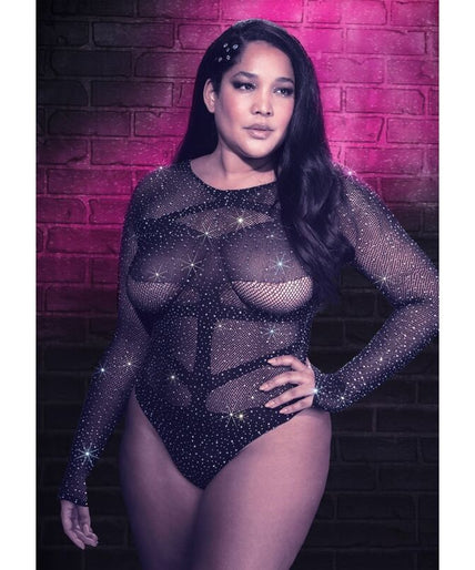 CALEXOTICS - RADIANCE LONG SLEEVE BODYSUIT RHINE PLUS SIZE