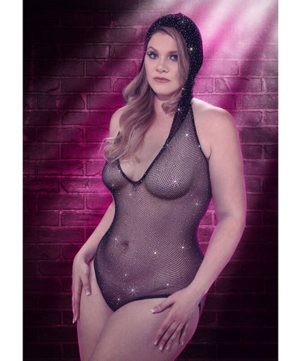 CALEXOTICS - RADIANCE HOODED DEEP V BODYSUIT PLUS SIZE
