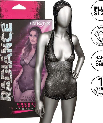 CALEXOTICS - RADIANCE HOODED DEEP V BODYSUIT PLUS SIZE