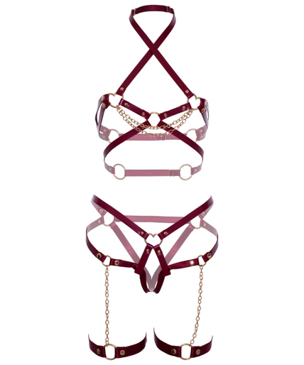 LEG AVENUE - HARNESS BRA & HEART GARTER S