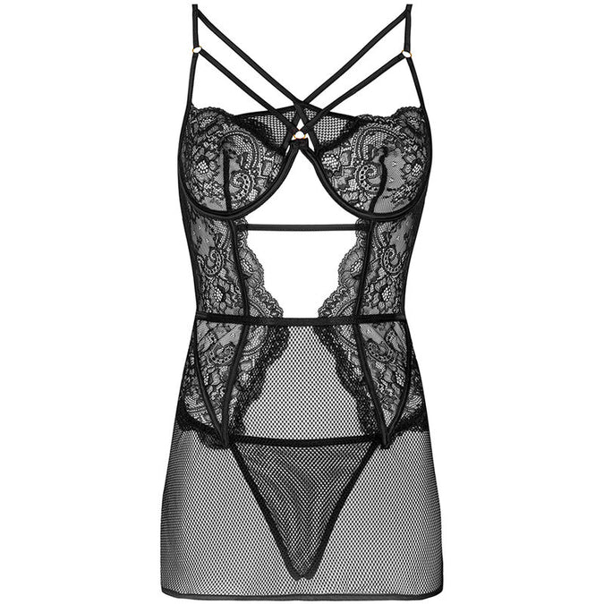LIVCO CORSETTI FASHION - BARIRIN LC 90633 SHIRT + PANTY ZWART L/XL