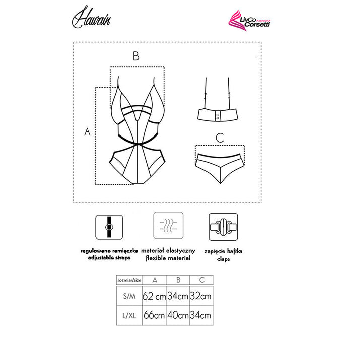 LIVCO CORSETTI FASHION - HAWAIN LC 90665 BODY ZWART L/XL