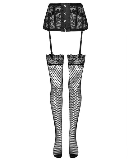 LIVCO CORSETTI FASHION - GARTER BELT + STOCKINGS BLACK L/XL